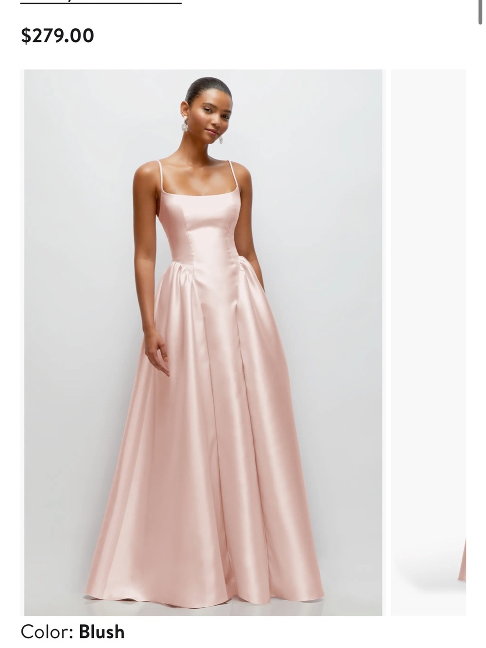 Dessy Collection Blush Pink Satin Maxi Dress